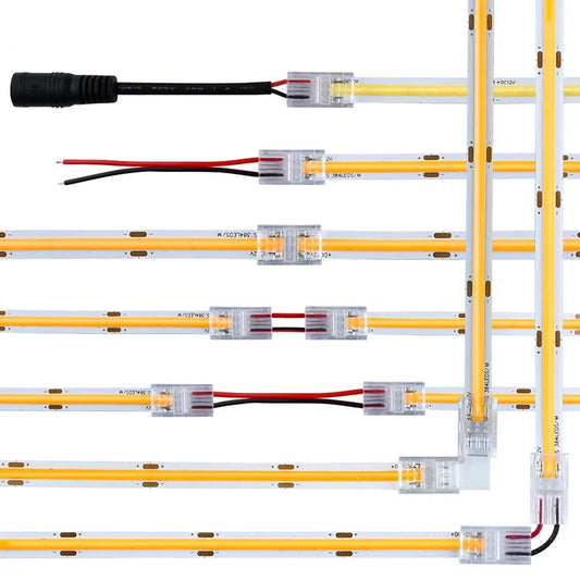 5pcs 2-Pin COB LED Strip Connector Set – Extension Wire and Fixed Clamp Clips for 2835/5050 SMD COB Tape Lights