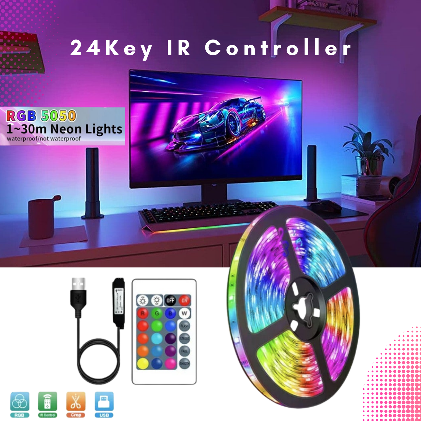 Smart RGB LED Strip Lights -USB Powered | Flexible & Customizable