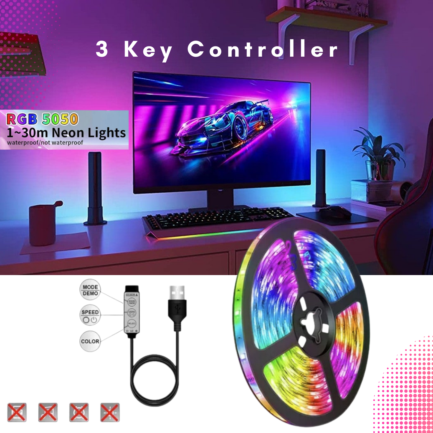 Smart RGB LED Strip Lights -USB Powered | Flexible & Customizable